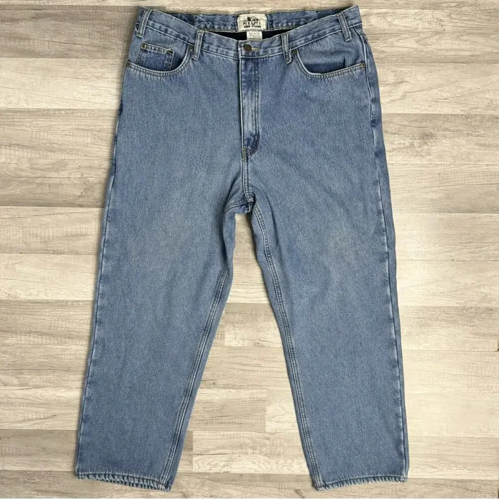 37X28.5 Vintage Fleece Lined Jeans Gropcore Winter Workwear Old Mill